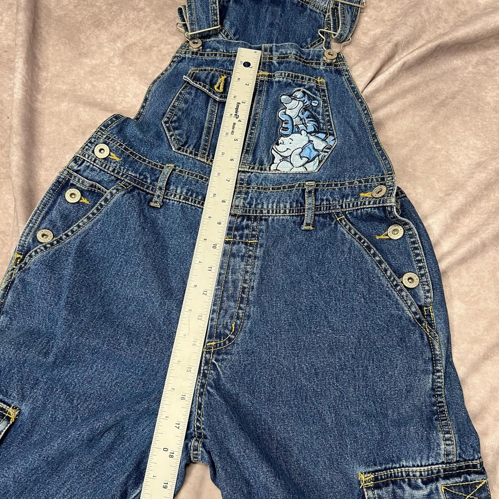Vintage Disney Pooh Overalls Youth 10 Tigger Cargo Pants Denim 90s - Picture 5 of 8